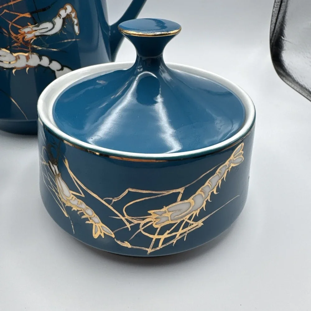 Mid Century‎ Modern Tea Coffee Set Teapot Creamer Sugar Japan Nautical Vtg MCM
